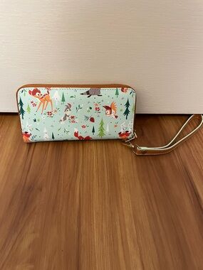 Whimsical Forest Print Wristlet Wallet - Mint